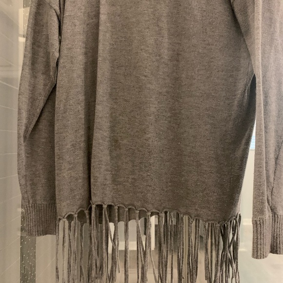 Michael Kors gray cowl neck sweater with fringe - Picture 4 of 4